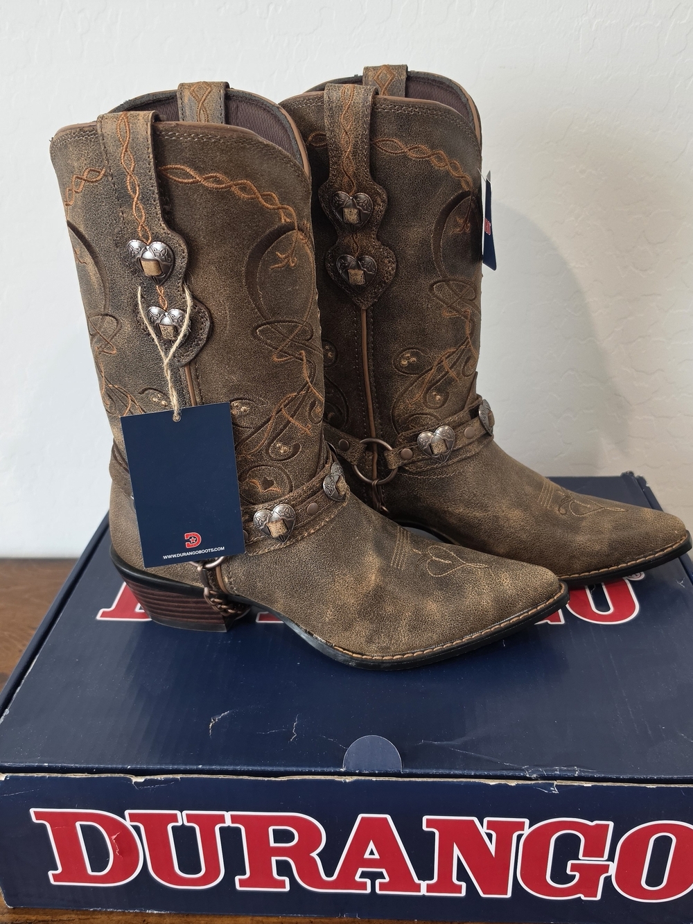 Durango Women's Leather Brown Embellished Western Boots Size 9 NIB - Picture 3 of 10